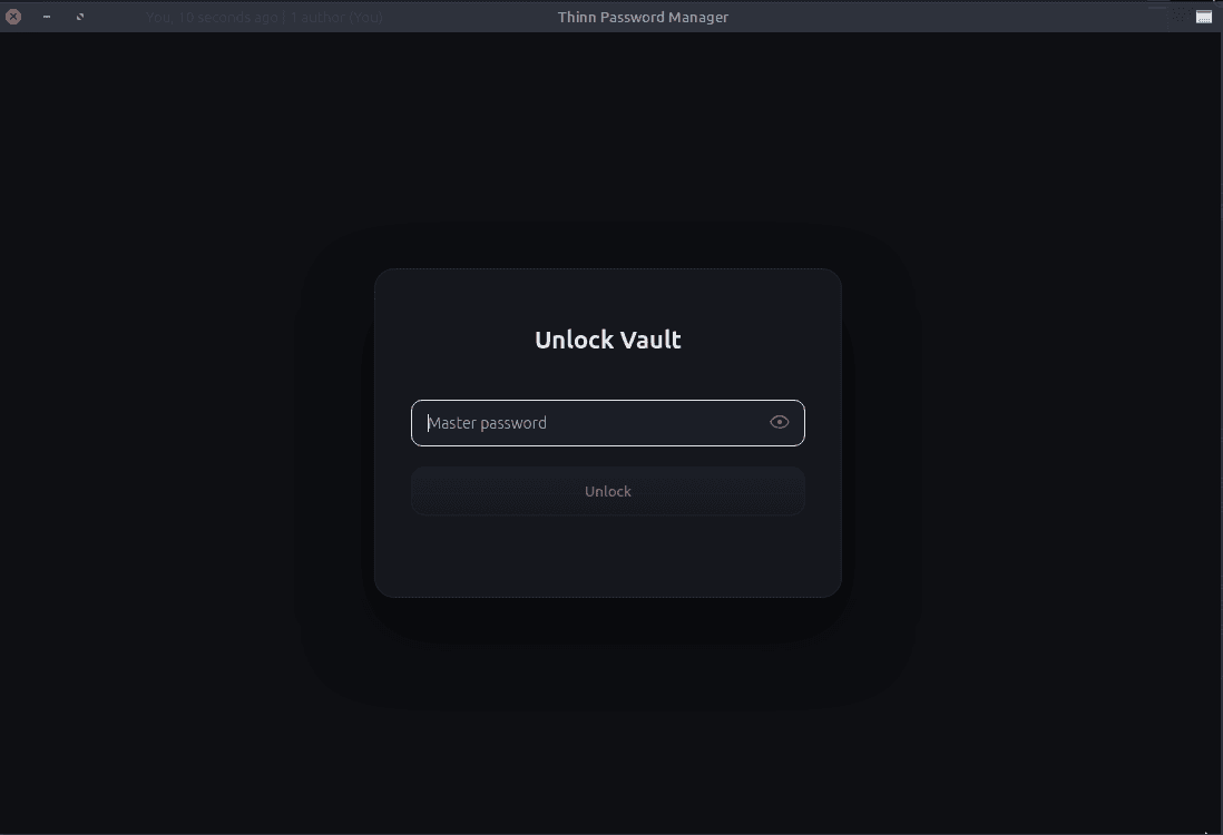 Thinn Password Manager unlock vault screen